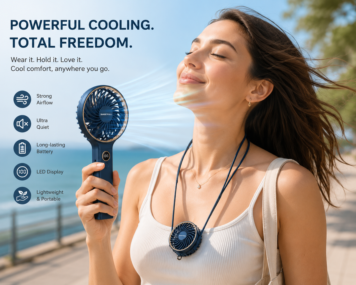Portable Rechargeable Handheld Fan – Stay Cool Anywhere